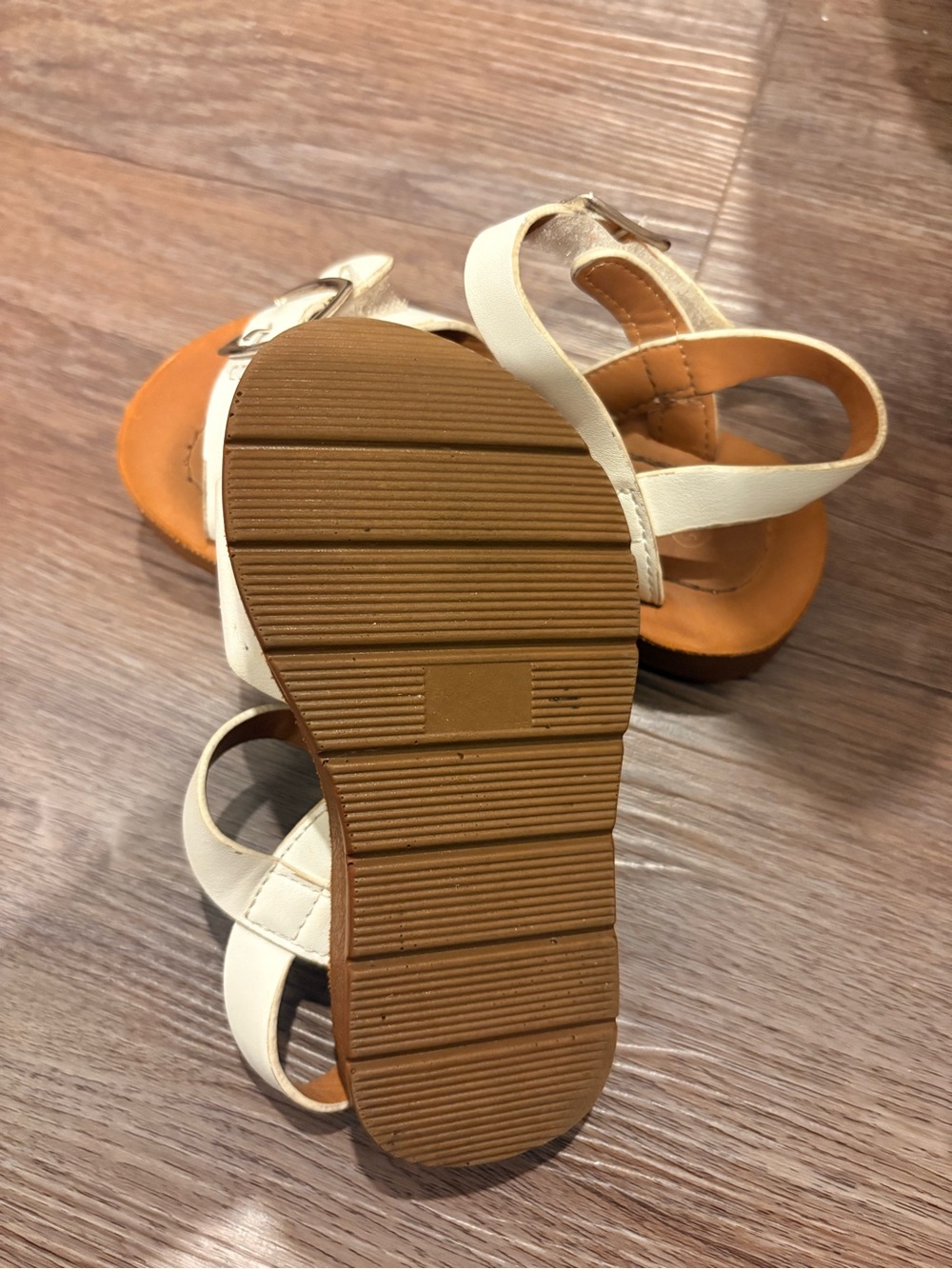 Neutral Cream Strappy kids Sandals with Adjustable Ankle Strap